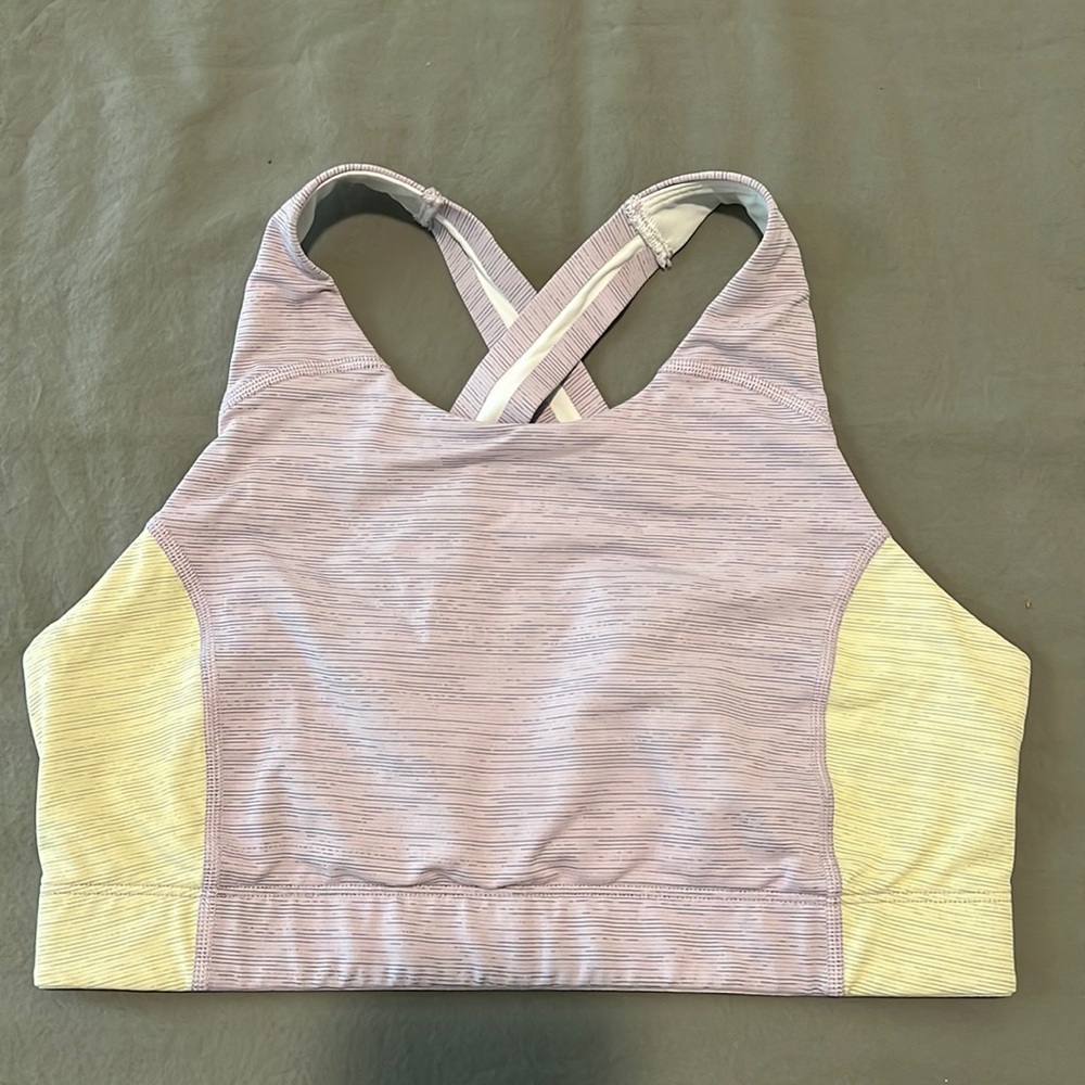 OUTDOOR VOICES TechSweat Crop Top - Lilac/Yellow